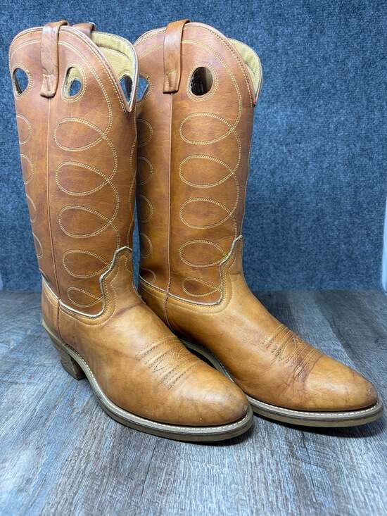 Acme Other - Vintage Acme Cowboy Western Mens 10 D Boots Tan Brown marbled leather USA MADE